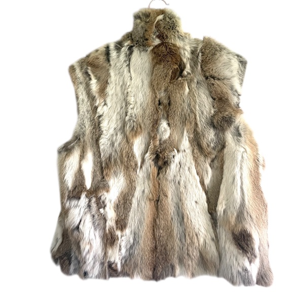 Adrienne Landau Rabbit Fur Vest in Natural Cream and Tan Tones - Picture 5 of 15